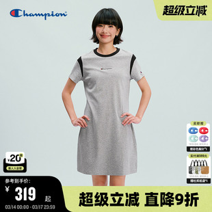 Champion连衣裙女2026春季新款柔系美式风宽松直筒型中长款潮针织