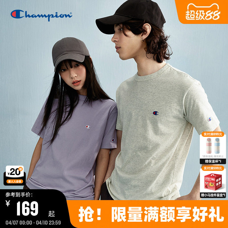 Champion冠军T恤纯棉情侣2026春季新款男刺绣小C短袖显瘦美式潮牌