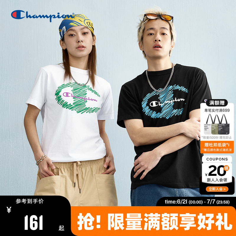Champion冠军涂鸦印花短袖t恤