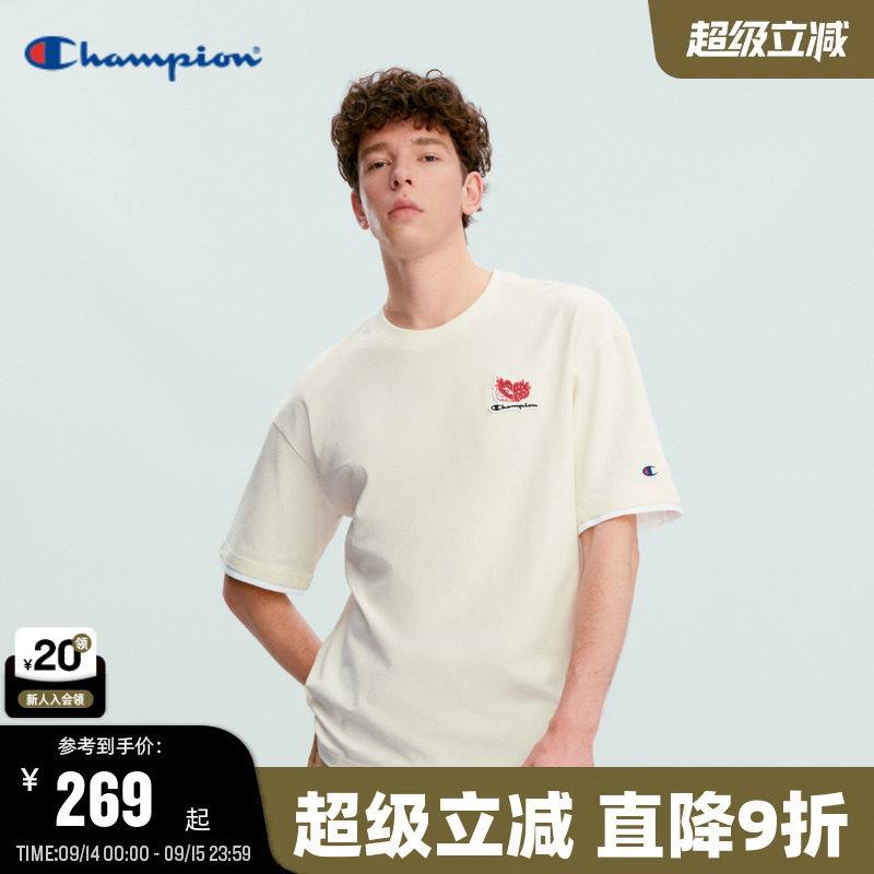 Champion情侣款纯棉休闲短袖T恤图片