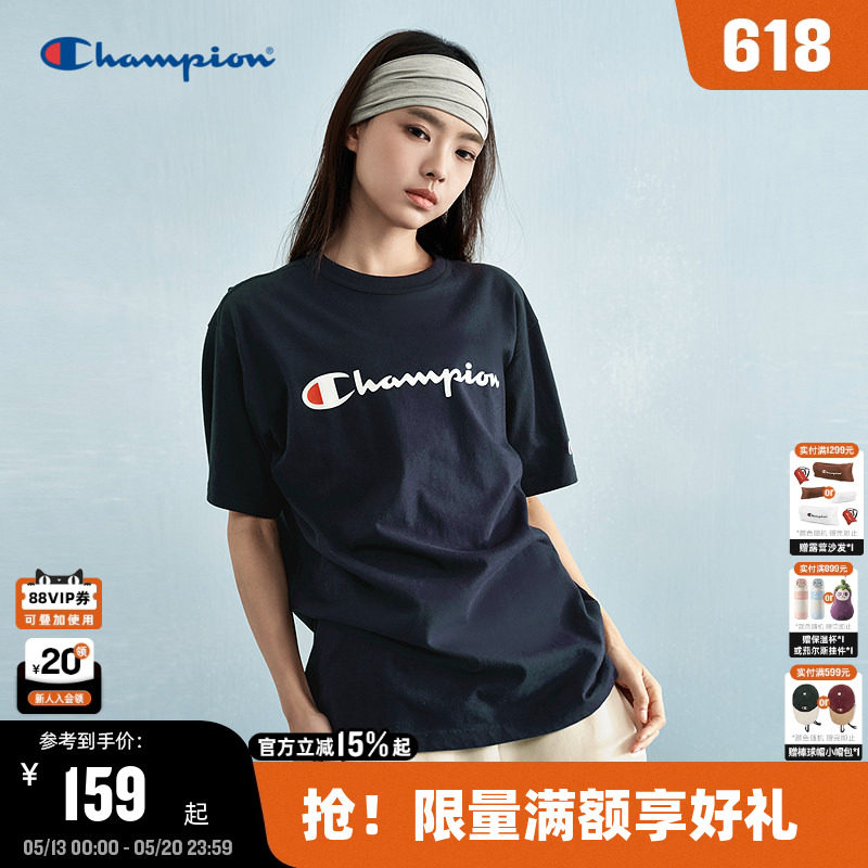Champion冠军短袖t恤男2026夏季新款潮牌胶印纯棉标语上衣女美式