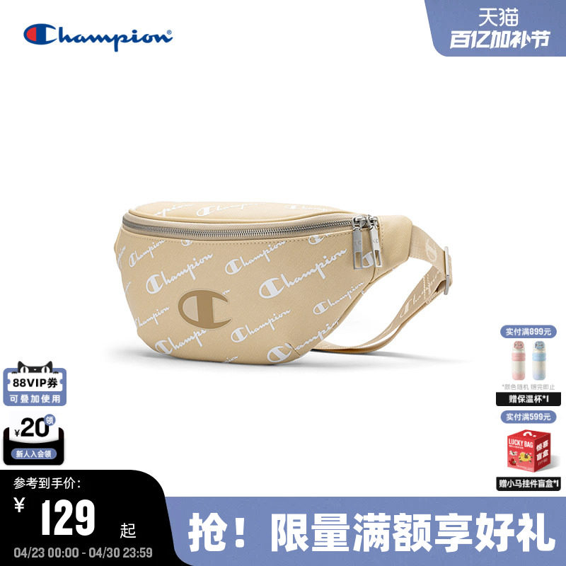 Champion冠军腰包满印老花女斜挎包情侣款休闲胸包男复古时尚通勤