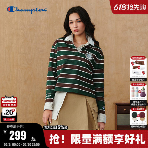 Champion冠军长袖POLO衫女