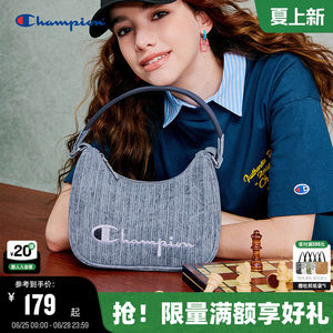 Champion冠军腋下包26夏季女字母刺绣时尚休闲牛角包通勤单肩包