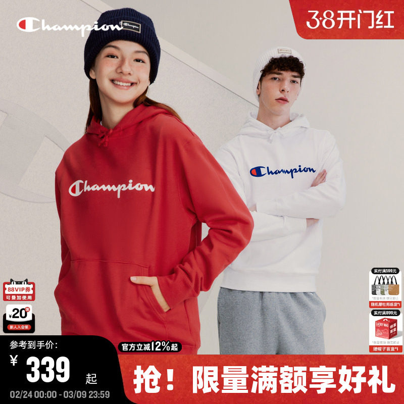Champion冠军卫衣春秋款纯棉红色上衣美式潮牌休闲套头圣诞上衣 - Champion官方旗舰店出品