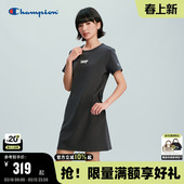 中长裙美式 休闲宽松短袖 简约风刺绣 新款 Champion连衣裙女2026春季