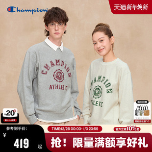 美式 杨和苏同款 情侣上衣落肩袖 新款 Champion冠军圆领卫衣男25秋季