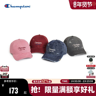 Champion冠军棒球帽2025秋冬新款红色鸭舌帽复古男运动帽女牛仔帽