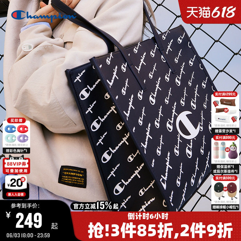 Champion冠军托特包春季女大容量单肩包满印老花手提包男时尚背包