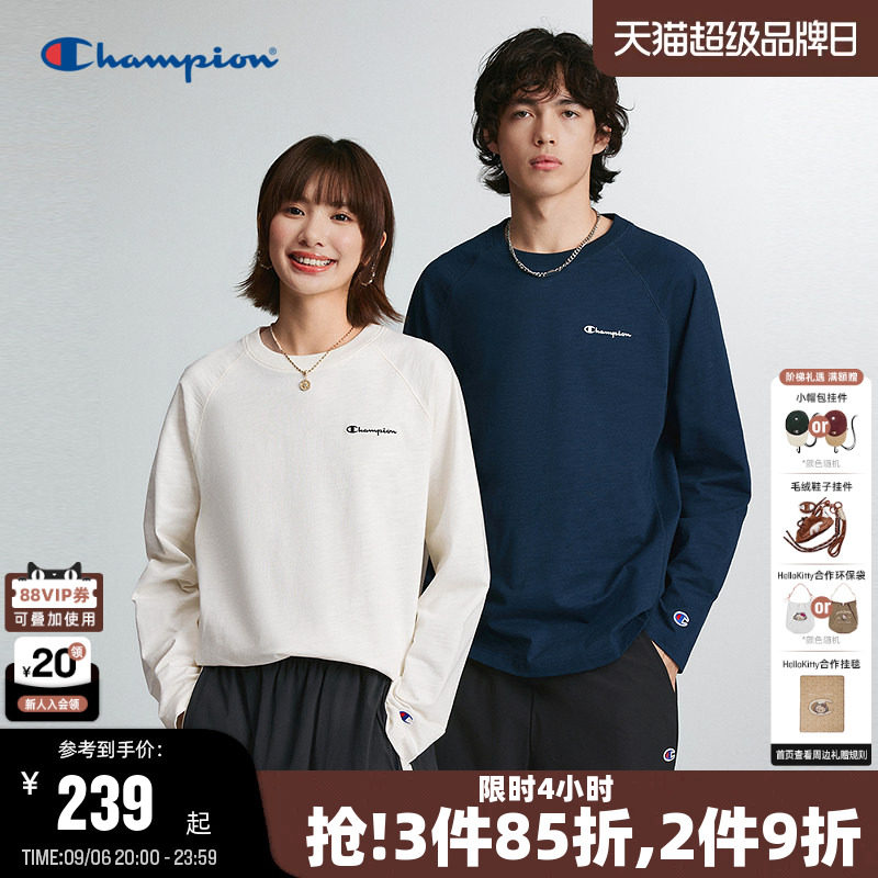 Champion竹节棉长袖T恤情侣图片
