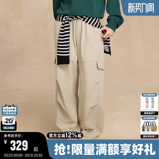 百搭阔腿休闲直筒长裤 男26春季 女抽绳宽松潮秋 裤 Champion冠军工装
