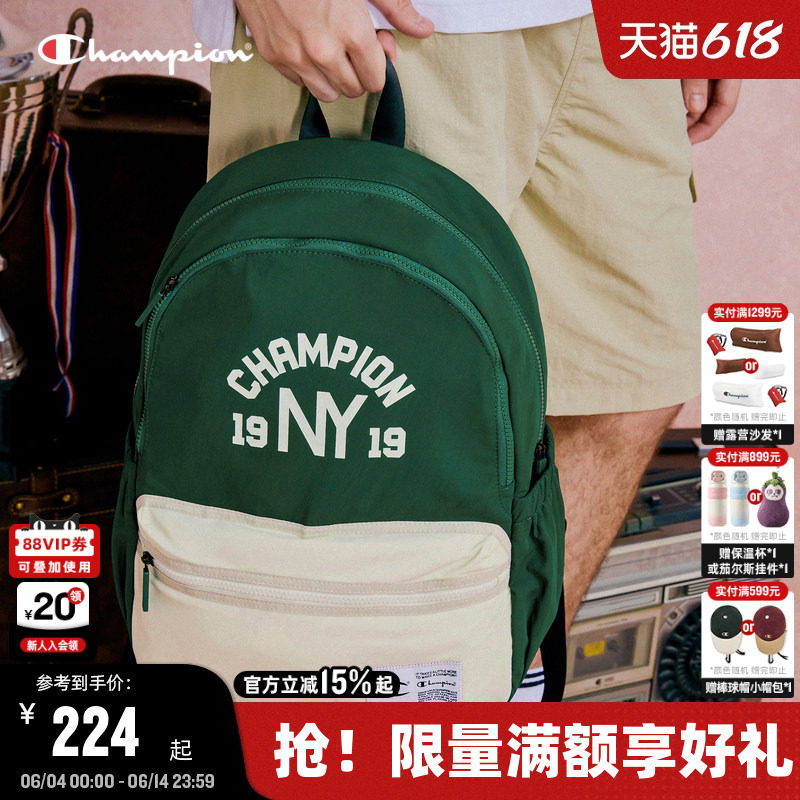 Champion冠军双肩包女新款轻便书包大容量旅行包潮流学生背包男
