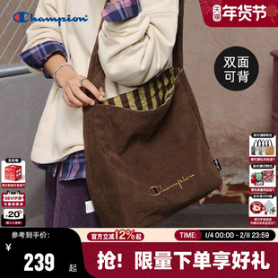 Champion冠军斜挎包26春季新款女大容量帆布包双面可背通勤单肩包