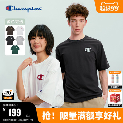 Champion圆领短袖T恤纯棉情侣款