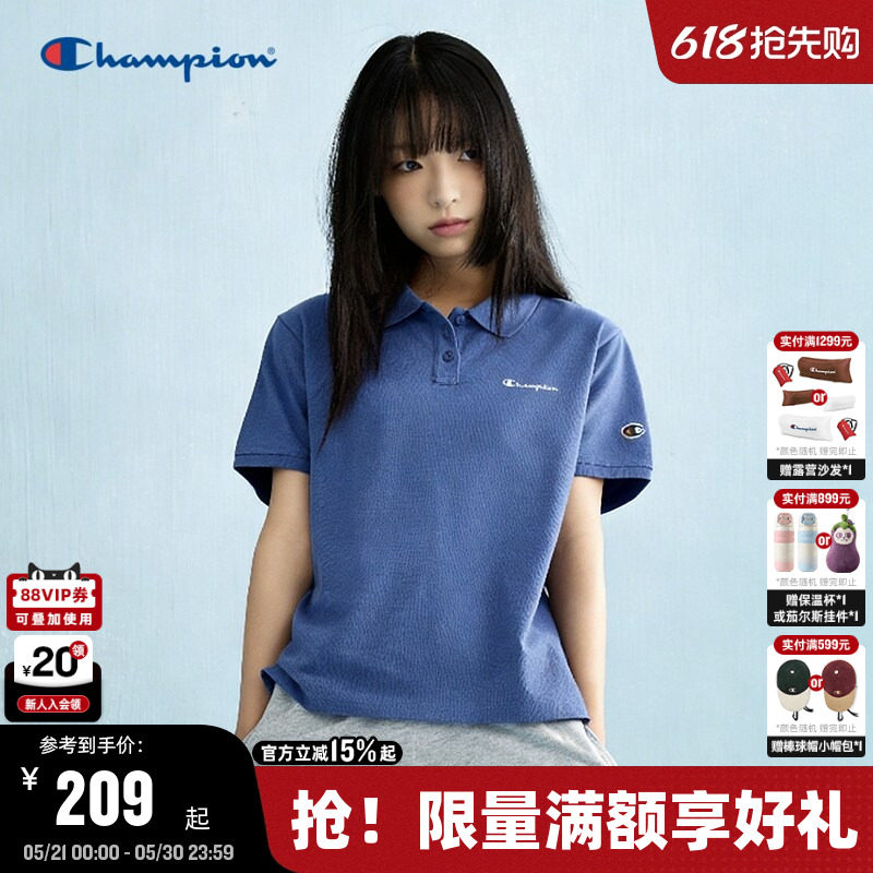 Champion冠军短袖POLO衫女2026夏季新款翻领T恤老钱风轻商务休闲