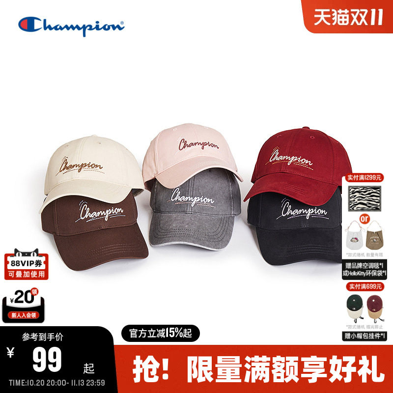 Champion冠军鸭舌帽26秋季新款女红色棒球帽男复古运动帽跑步帽子