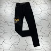 Gaorl23FW新款 水洗做旧中国长城刺绣logo黑钻老鹰黑色牛仔裤