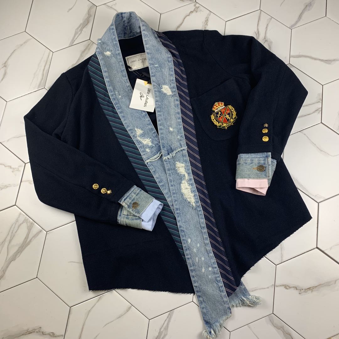 gaorl新款印度丝刺绣徽章勋章羊毛尼蓝道袍gl greg lauren男 女