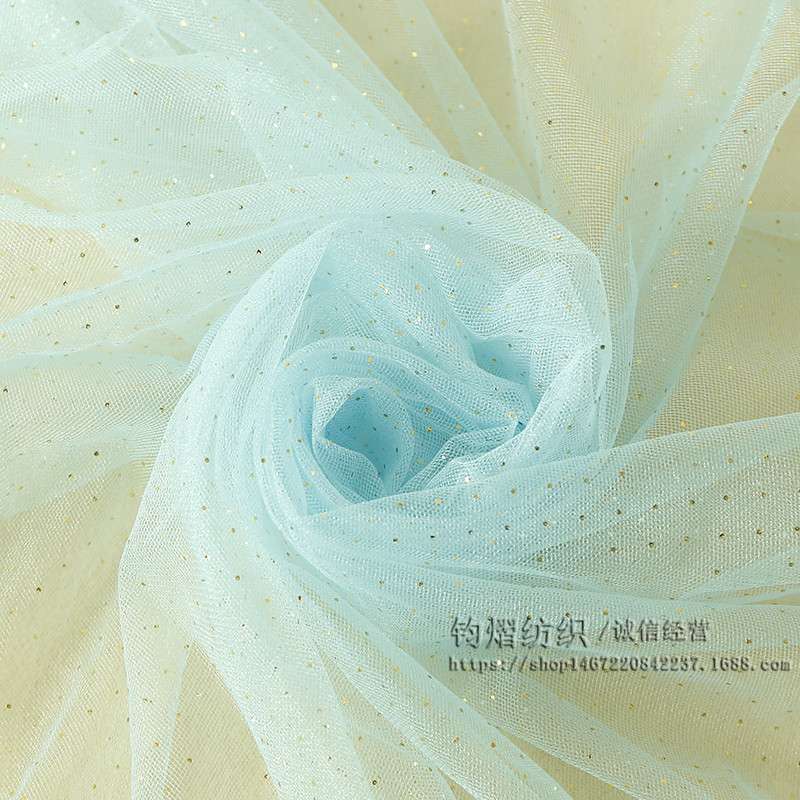 小烫金圆点网纱面料亮片网眼纱女时装连衣裙背景纱小金点diy布料