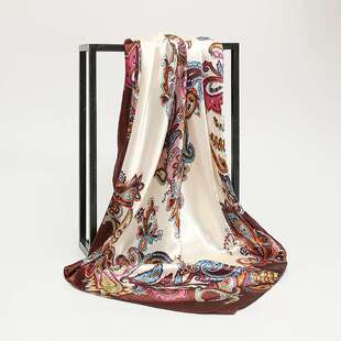 新款古典印花腰花丝绸丝巾大方巾春夏腰果围巾shopeeFJ