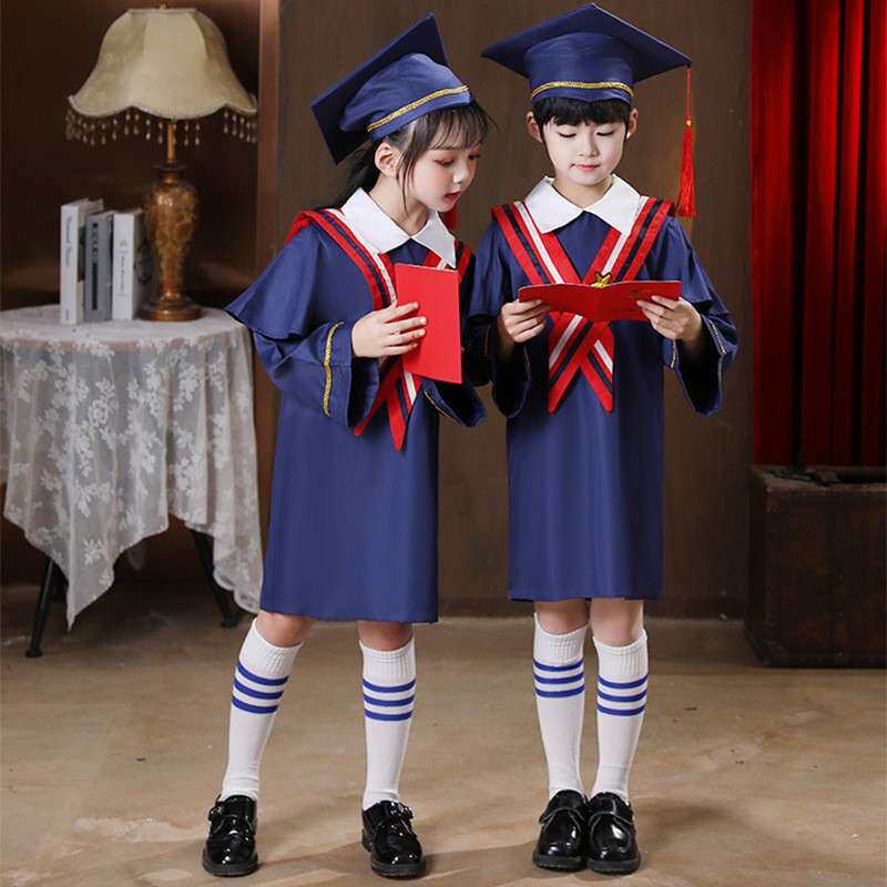 儿童博士服幼儿园小学毕业照服装学士服毕业礼服拍照衣服博士帽子