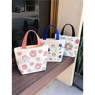日系卡通手拎包帆布手提包饭盒学生便当礼品袋女生上班生日伴手礼