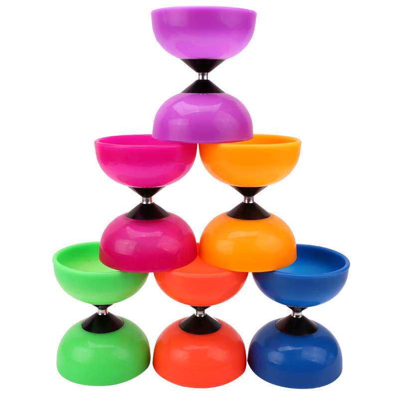 双头皮碗空竹耐摔耐用民间软塑料空竹成人初学者空竹扯铃玩具带杆