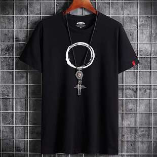 男装 大码 青年潮流休闲个性 男式 t恤圆领t恤潮 夏季 短袖 新款