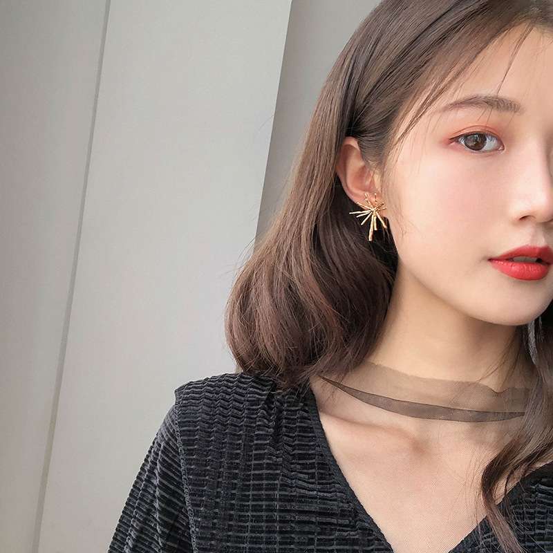 2023新款个性不规则树枝耳钉女网红复古夸张冷淡风耳环创意潮耳饰