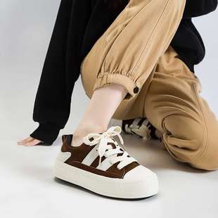 面包鞋女2024秋季新款ins潮百搭小众美式复古厚底学生原创板鞋子