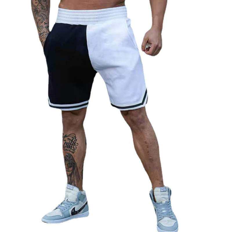 肌肉运动短裤男跑步健身撞色速干双层5分训练棉涤大码沙滩篮球裤