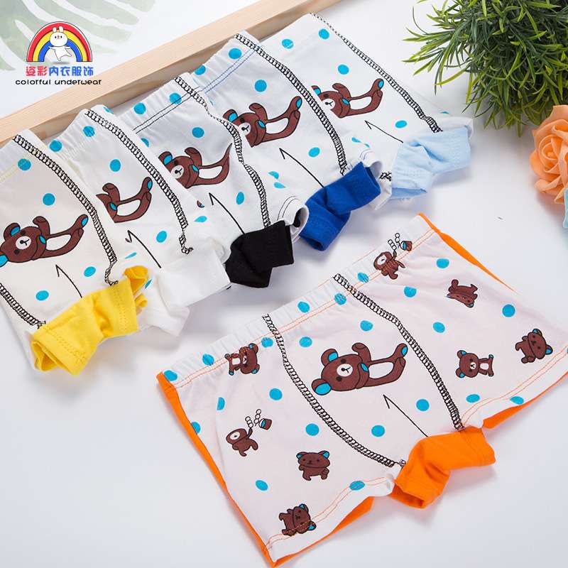 男童纯棉内裤 儿童全棉宝宝平角裤 新款卡通小熊印花一件