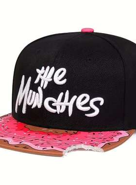 MUNCHIES西瓜甜甜圈印花帽子刺绣棒球帽男女士户外运动帽遮阳帽