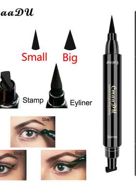 外贸CmaaDu双头机翼印章眼线笔三角眼线液笔酷黑液体不易晕染脱妆
