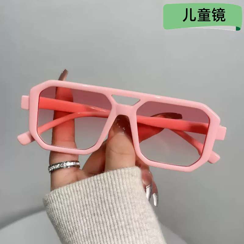 韩版儿童双梁墨镜女时尚拍照走秀潮流太阳镜个性街拍装饰宝宝眼镜