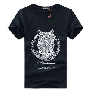 韩版 短袖 时尚 男装 t恤男流行一件印花 潮流男式 大码