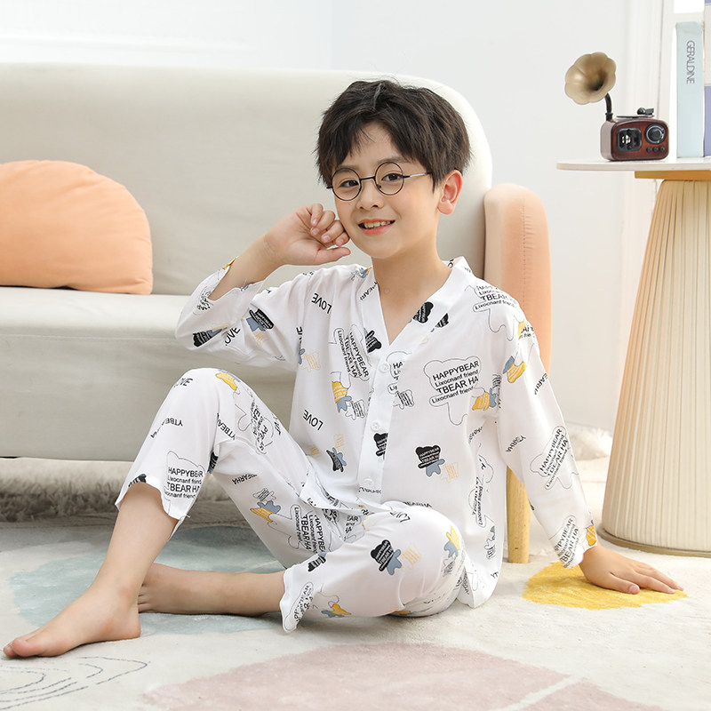棉绸夏季睡衣儿童夏款休闲空调服