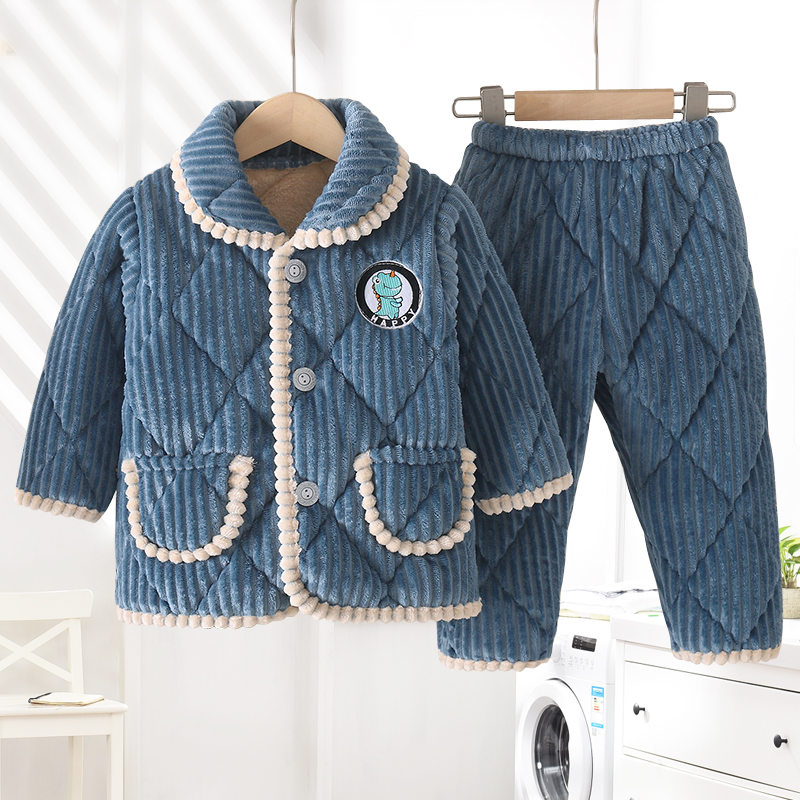 秋冬季儿童睡衣加绒加厚款