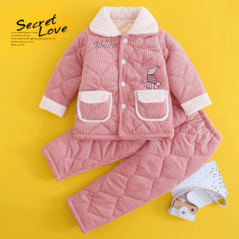 冬季儿童法兰绒睡衣加厚珊瑚绒