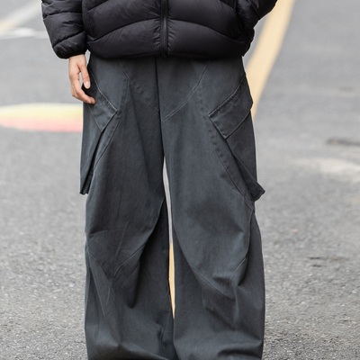 日系复古立体解构阔腿裤