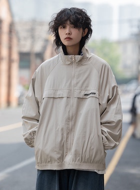 弎狸 TIP  春秋日系复古工装两面穿夹克男女校园立领宽松休闲外套