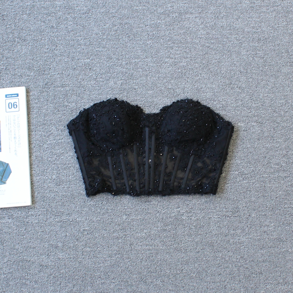 女装 重工串珠 立体胸围礼服抹胸上衣we shi today
