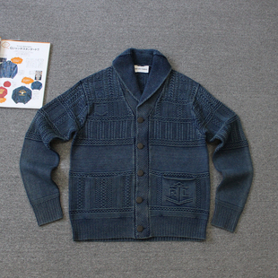 乐福佬仁重洗水男装 Indigo靛蓝青果领提花针织外套weshitoday 41