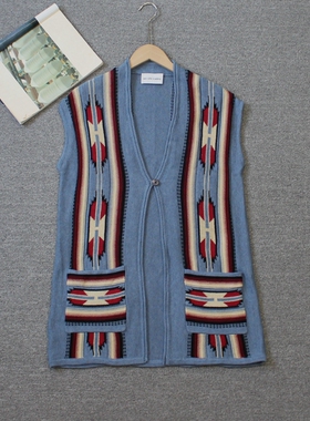 乐福佬仁 齐下副线 撤柜 女装 图腾一粒扣针织开衫 41we shitoday