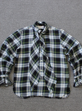 乐福佬仁女装 磨毛格子翻领绑带长袖衬衫we shi today D16