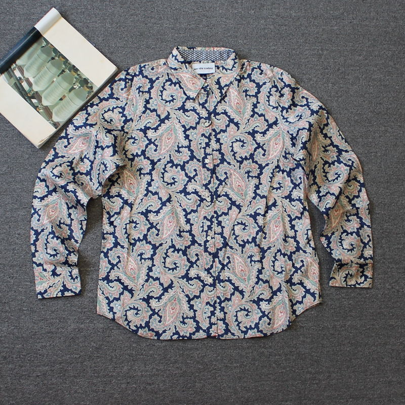 乐福佬仁 齐下副线 撤柜 女装 花卉纯棉长袖衬衫 43we shitoday