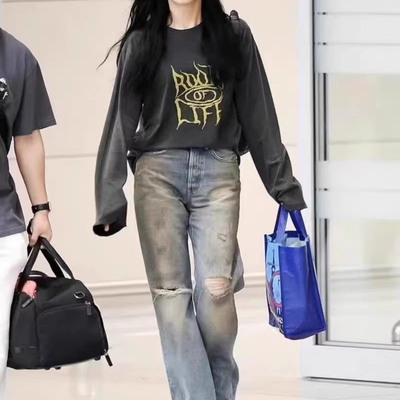 瑞典当红 阿/C 复古做旧 男女同款脏洗直筒牛仔裤26 we shi today