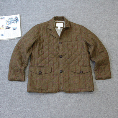 澳喂丝男装 夹薄棉 复古军绿翻领羊毛夹克外套we shi today B