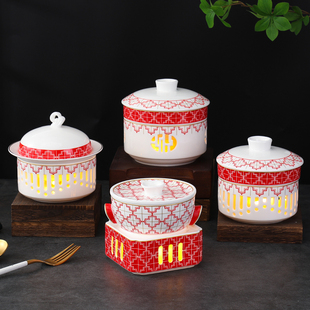 酒店专用炖盅陶瓷一人份位菜盅燕窝鱼翅盅蜡烛加热位上盅明炉餐具