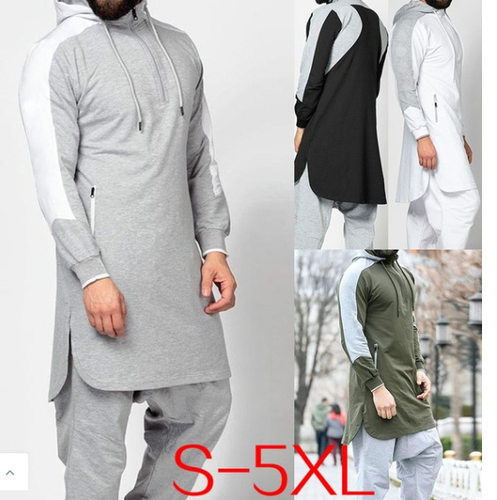 Men's Colorblock Robe Muslim Zip Pocket Sweatshirt2026